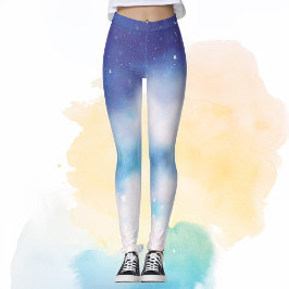 Legging Leggens da Nebulosa Azul Celestial