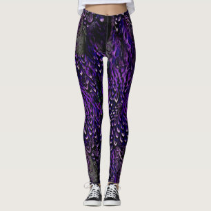 Legging Leggens das penas púrpura gótica