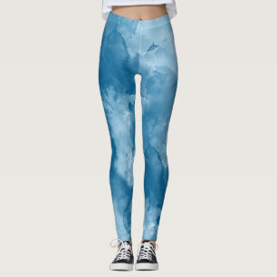 Legging Leggens de Abstrato de Aquarelas de Joias Azuis