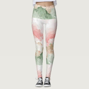Legging Leggens de aquarela branco-verde-vermelho