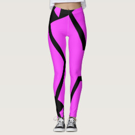 Legging Leggens de arte das linhas Abstrato, rosa e pretas