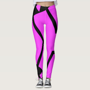 Legging Leggens de arte das linhas Abstrato, rosa e pretas