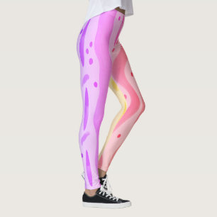 Legging Leggens De Arte Por Aquarelas Rosa E Roxo