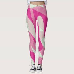 Legging Leggens de Arte Rosa e Pastel