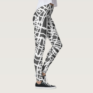 Legging Leggens de Cinzas brancas de Abstrato Funky