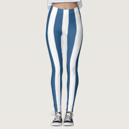 Legging Leggens de cor azul moderna e listras brancas