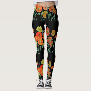 Legging Leggens de cor laranja e preta