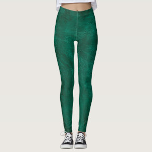 Legging Leggens de couro verdes e em relevo
