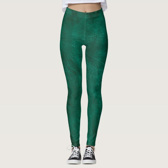 Legging Leggens de couro verdes e em relevo (Frente)