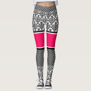 Legging leggens de damasco rosa quente