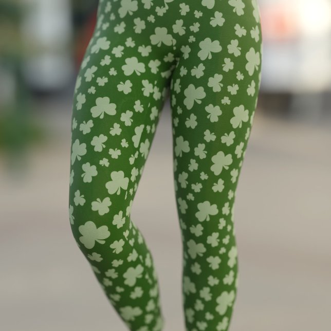 Legging Leggens de Dia de São Patrício de Shamrock Verde e (Have fun on St Patrick's Day in a pair of lucky shamrock leggings!)
