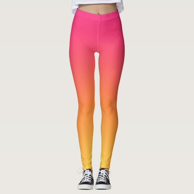 Legging Leggens de gradação uniforme cor-de-rosa-amarelo (Frente)