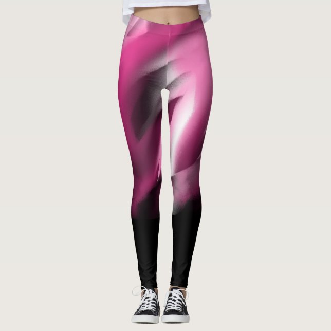 Legging Leggens de gradiente preto e rosa (Frente)