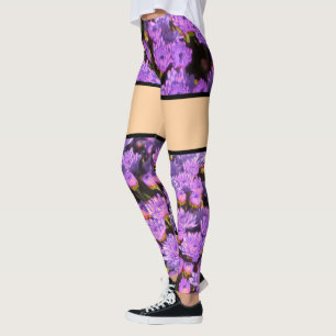 Legging Leggens de ilusão de flores roxas