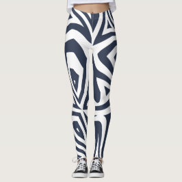 Legging Leggens de impressão Abstrato Zebra branco azul