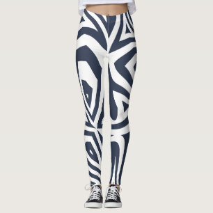 Legging Leggens de impressão Abstrato Zebra branco azul