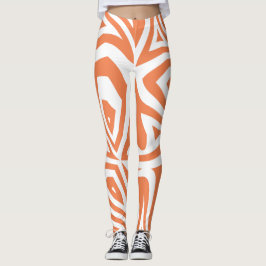 Legging Leggens de impressão Abstrato Zebra branco-laranja