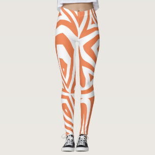 Legging Leggens de impressão Abstrato Zebra branco-laranja
