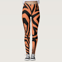 Leggens de impressão Abstrato Zebra preto-laranja