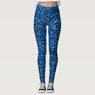 Legging Leggens de impressão azuis/Douradas-brancas
