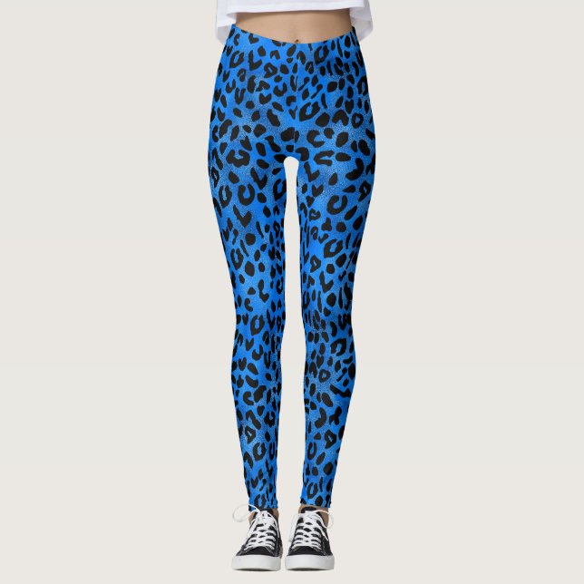 Legging Leggens de impressão azuis/Douradas-brancas (Frente)