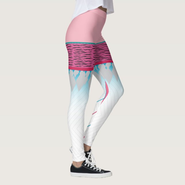 Legging Leggens de Impressão ciano e cor-de-rosa geométric (Direita)