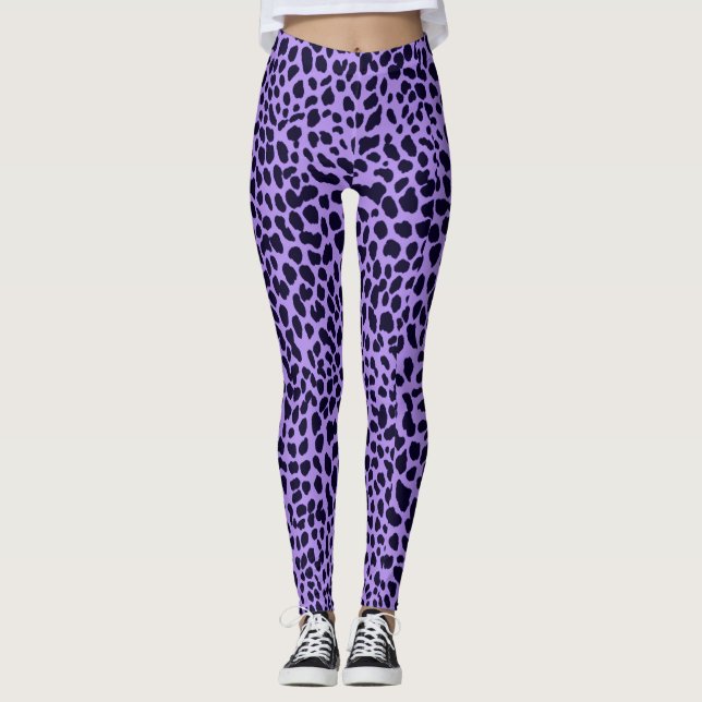 Legging Leggens de impressão do Leopardo roxo marinho (Frente)