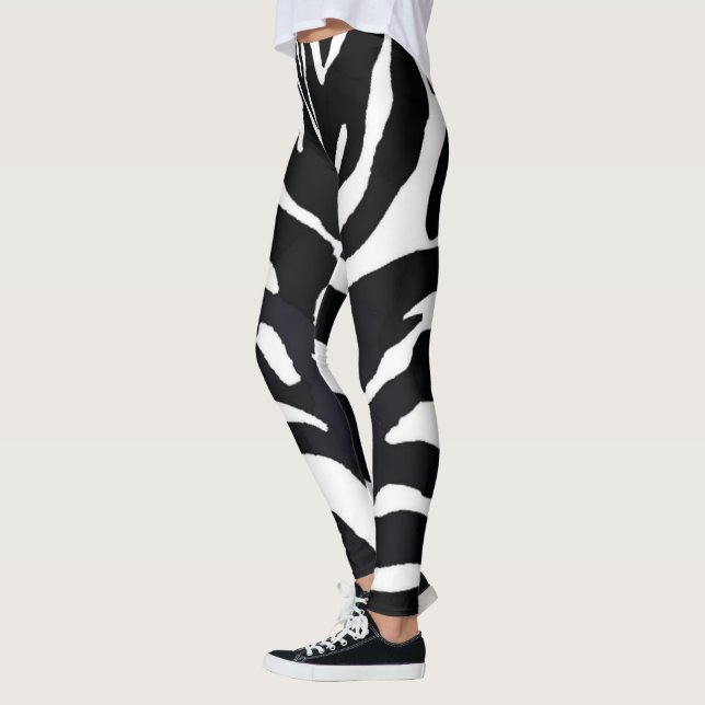 Legging Leggens de impressão em animais de zebra branca e  (Esquerda)