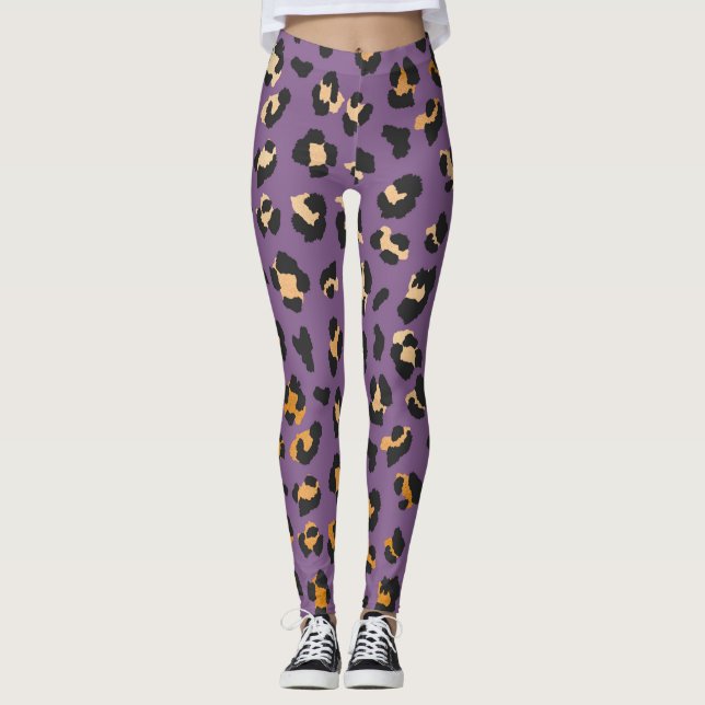 Legging leggens de impressão em animais roxos (Frente)