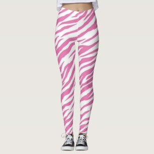 Legging Leggens de impressão em zebra rosa e calças de iog