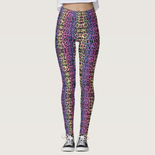 Legging Leggens de impressão neon Pop Leopard - Negrito e 