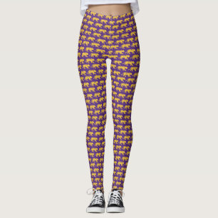 Legging Leggens de Impressão púrpura e Dourada   Saída LSU