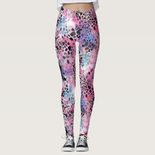 Legging Leggens de impressão rosa-leopardo