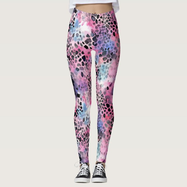 Legging Leggens de impressão rosa-leopardo (Frente)