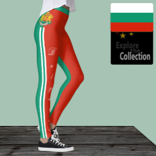 Legging Leggens de moda da Bulgária, Bandeira búlgara/espo