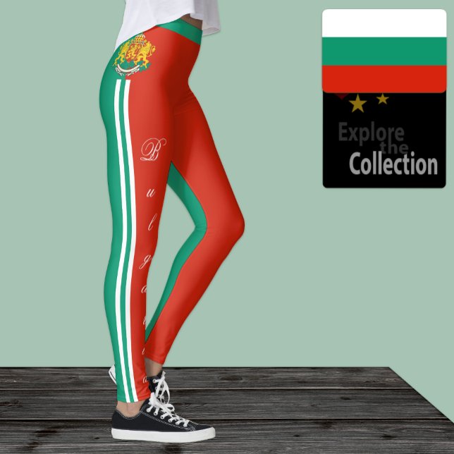 Legging Leggens de moda da Bulgária, Bandeira búlgara/espo (Criador carregado)