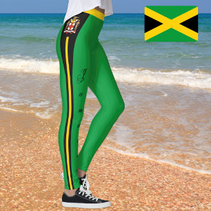 Legging Leggens de moda da Jamaica, bandeira jamaicana/reg
