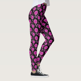 Legging Leggens de Moda-Impressão Floral Rosa