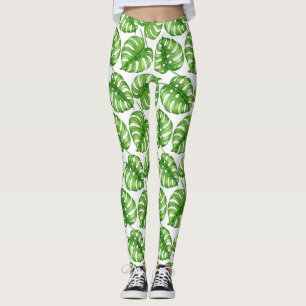 Legging Leggens de padrões de aquarelas da Monstera