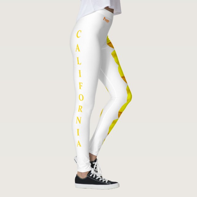 Legging Leggens de Papoila Flores do Estado Branco da Cali (Direita)