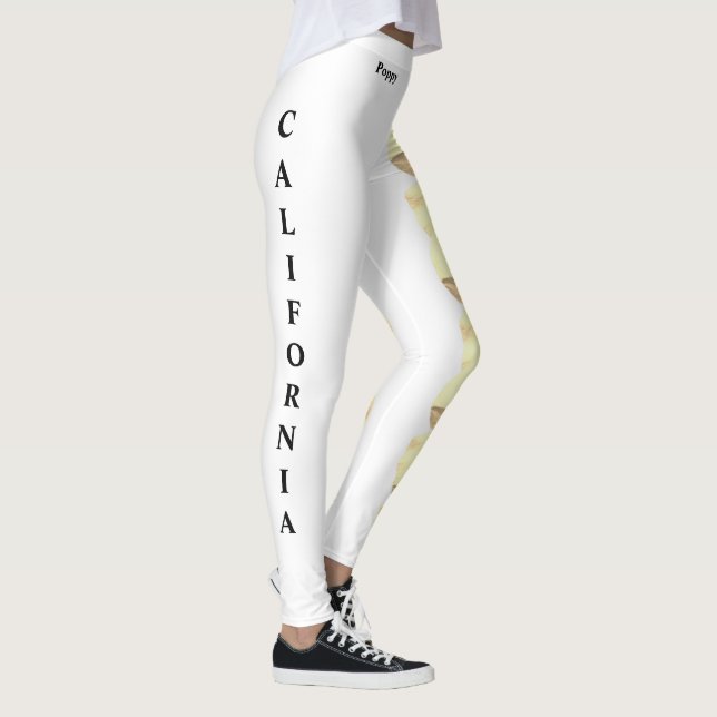 Legging Leggens de Papoila Flores do Estado Branco da Cali (Direita)
