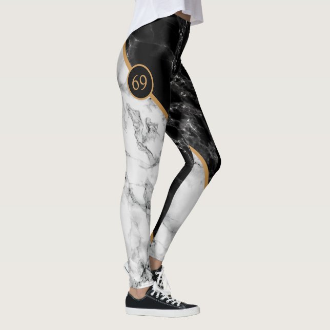 Legging Leggens de pedra em forma de mármore preto monogra (Direita)