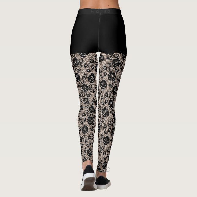 Legging Leggens de peixes pretos com Rosa (Verso)