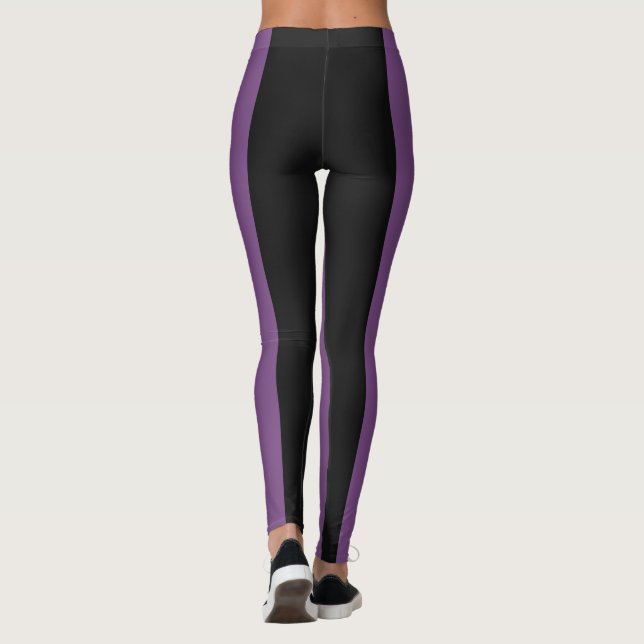 Legging Leggens de risca preta roxas (Verso)