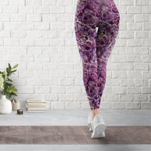 Leggens de Vintage em Papel Marmoreado Roxo