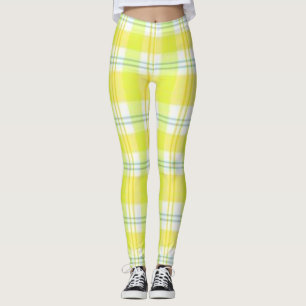 Legging Leggens de Xadrez Verde Amarelo
