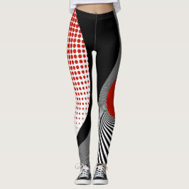 Legging Leggens, design abstrato, preto, cinzas, vermelho,