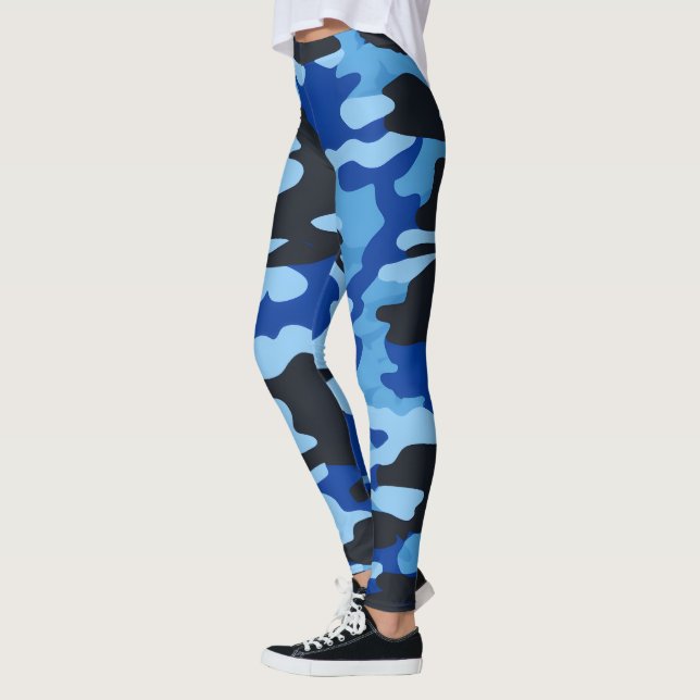Legging Leggens do Camo Azul Preto - Calças de Ioga Tática (Esquerda)