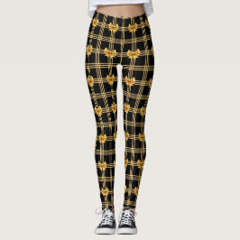 Legging Leggens dos Arcos de coquete preto e Dourado