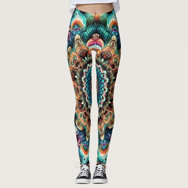 Legging Leggens dos círculos Psicodélicos, Belos, Feitos (Frente)